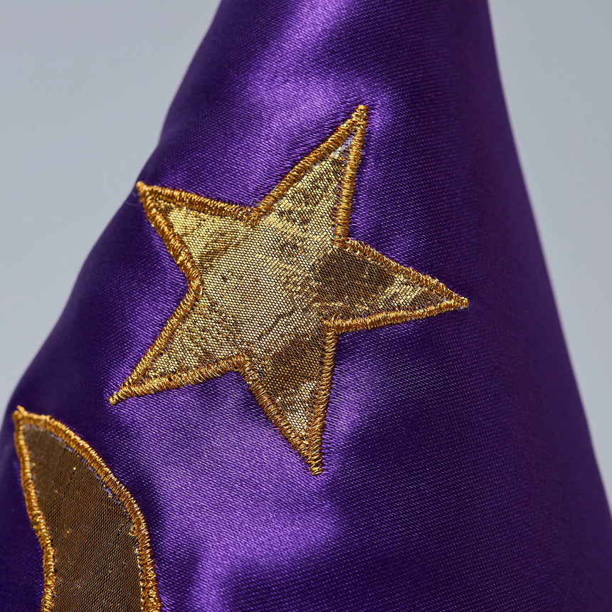Star and Moon Wizard Hat - Childrens Fancy Dress Costume - Applique Detail