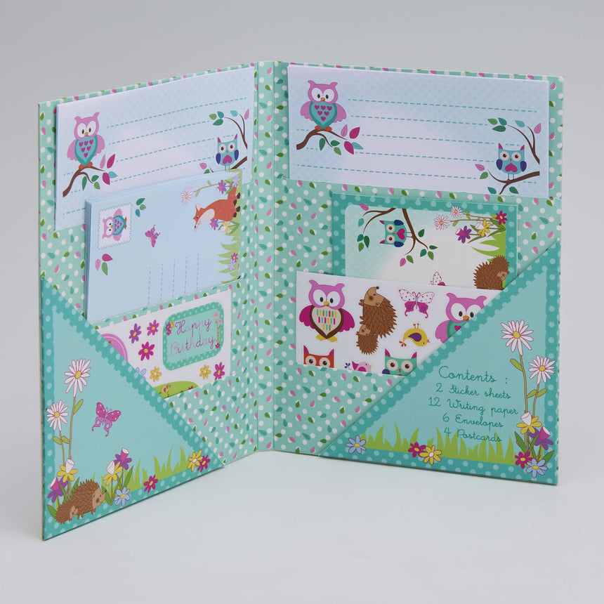 Woodland Animals' Writing Set with Paper, Envelopes, Postcards and Stickers - Inside Contents